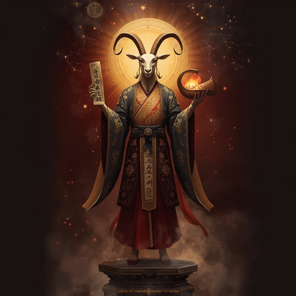 lucid-origin_A_majestic_mystical_goat_standing_upright_in_zen_pose_on_a_low_stone_pedestal_we-0